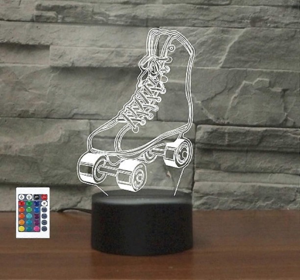 MAX 3D Roller Skating Shoes Remote Control 16 Color Night Lights Illusion Acrylic LED Table Bedside Night Lamp