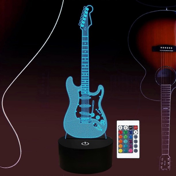 MAX Guitar Gifts, Guitar 3D Night Light Illusion Lamp for Kids, Guitar Lover Gifts from Age 2 3 4 5 6+ Y Night Lamp