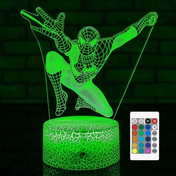 MAX Night Light for Kids Cool Gifts 3D Spider Man Lamp with Remote & Smart Touch 7 Colors + 16 Colors Ch Night Lamp