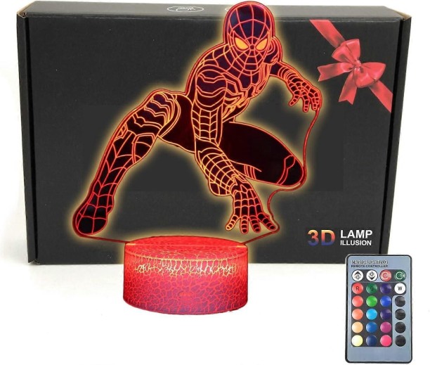 Huanix Remote Control Night Light Lamp Superhero 3D Illusion Bedroom Night Light Desk Lamp Spider Bedroom Lamp RGB LED Light Night Lamp