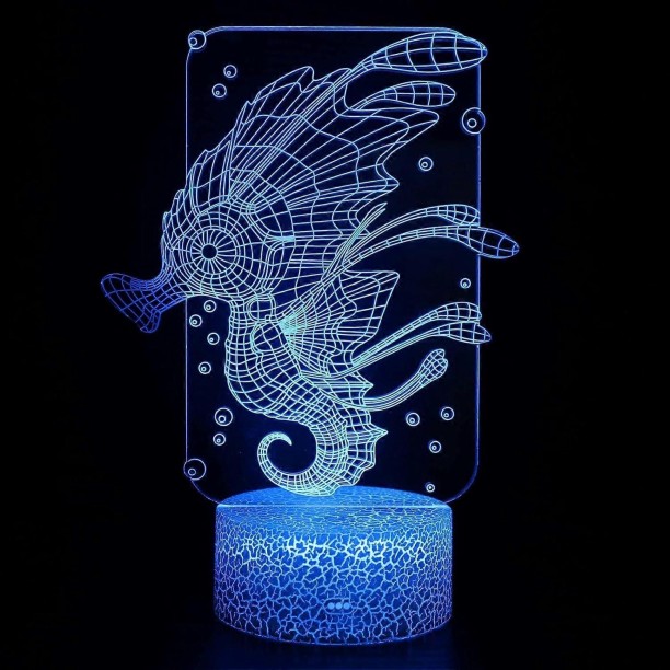 MAX 3D Illusion Lamp Seahorse 3D Table Lamp Children Kids Birthday Gift Creative Light Gift Stereo V Night Lamp