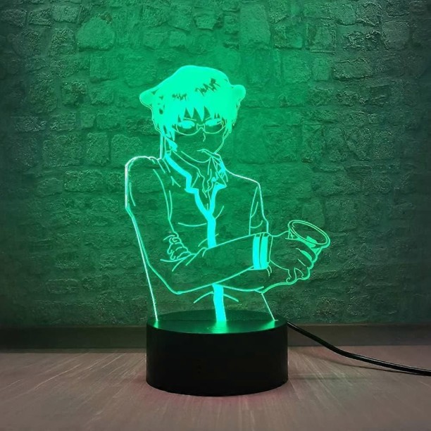 MAX Saiki Kusuo Night Light Japan Movie Role Super Alien Boys lamp 3D LED Colors Change Colorful Lightin Night Lamp