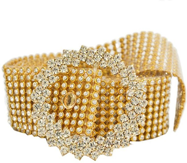 ALANES Bright Shiny Women Chain Diamond Rhinestone Crystal Belt Tactical Belt