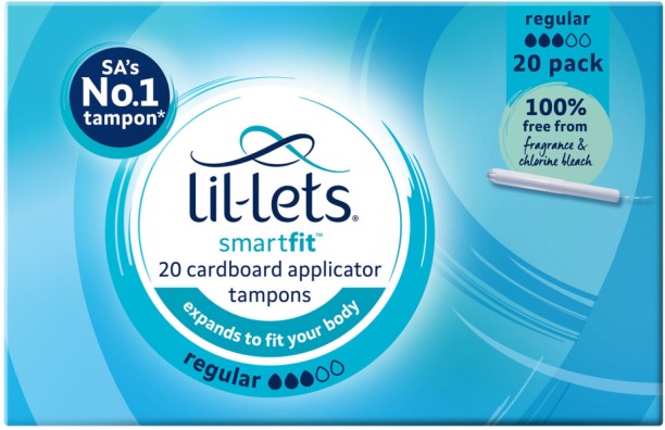Lil-Lets Smartfit Regular cardboard applicator tampons. Tampons