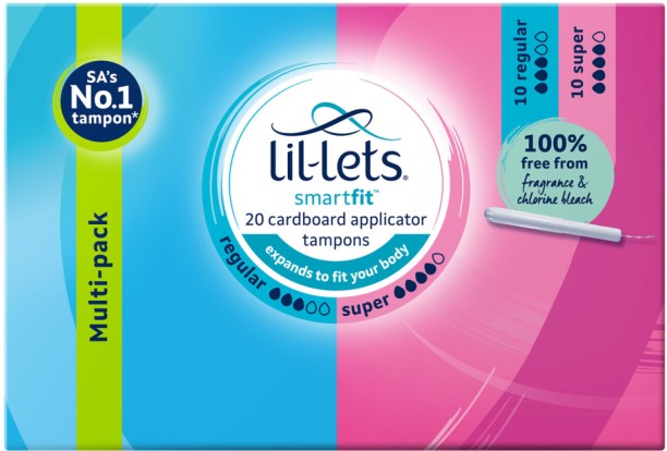 Lil-Lets Smartfit Multi-pack cardboard applicator tampons. Tampons