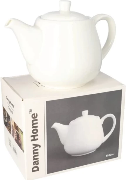 Danny Home White Porcelain Teapot 1000ml Electric Urn