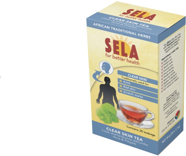 Sela Clear Skin Tea Natural Herbs with Rooibos & Pennywort Herbal Infusion Tea Box