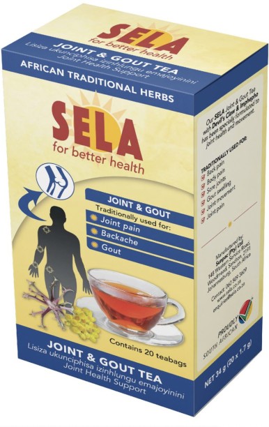 Sela Joint & Gout Tea Natural Herbs with Rooibos & Devil's Claw Herbal Infusion Tea Box