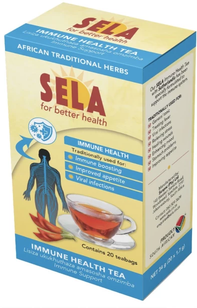 Sela Immune Health Tea Natural Herbs with Rooibos & Sutherlandia Herbal Infusion Tea Box