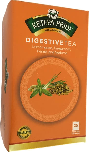 ketepa pride Digestivetea With Lemon Grass, Cardamom, Fennel, And Verbena Tea Bags 25's Herbal Infusion Tea Box