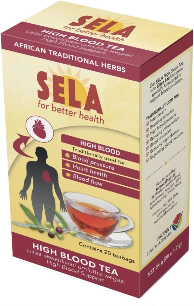 Sela High Blood Tea Natural Herbs with Rooibos & Olive Leaf Herbal Infusion Tea Box