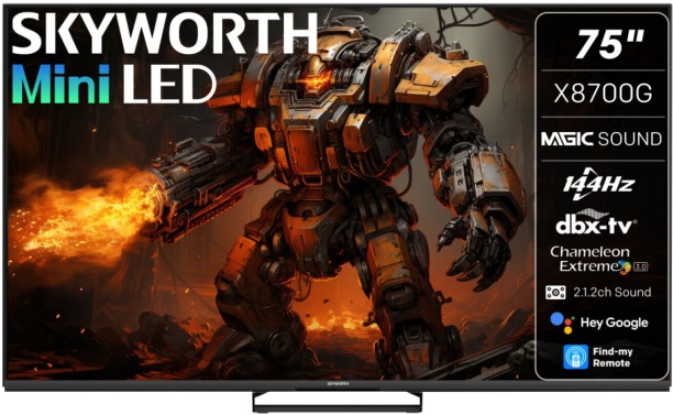 Skyworth 190.5 cm (75 inch) Mini Led Ultra HD (4K) Google Flat-Panel TV, Smart TV