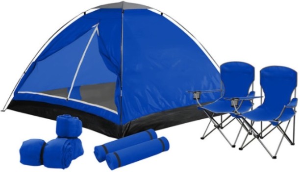 Camp Master 7 Piece Set Includes 2 Chairs, 2 Sleeping Bags, 2 Floor Mats Tent Tent - For outdoor camping