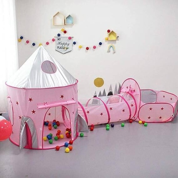 Perfect Dealz 3 In 1 Spaceship Toddler Crawl Tunnel Playhouse Tent - For Kids