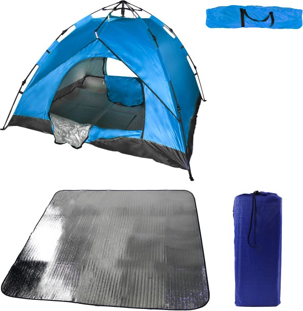 LMA 200x200cm waterproof 3 man instant tent & 190x190cm foil & foam camping mat Tent - For camping