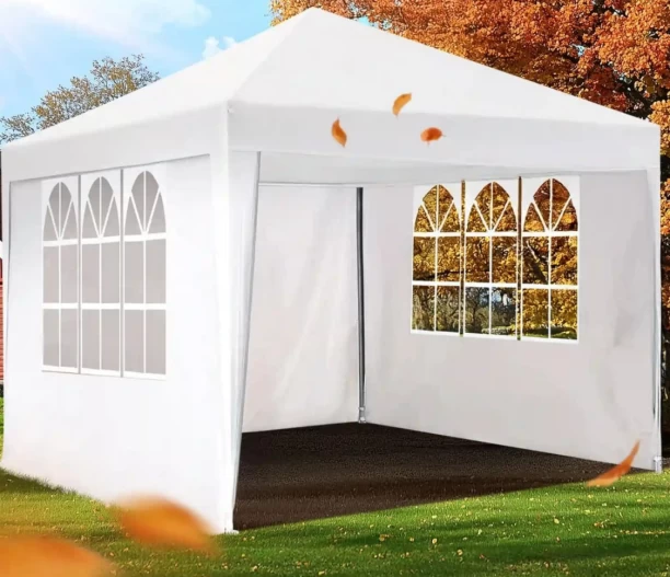 Rafiq 3x3 Pop up Canopy Tent with Sidewalls Instant Outdoor Gazebo Easy Party Tent Enclosed Waterproof, Easy Set up (White) Tent - For Outdoors, Events, Picnics