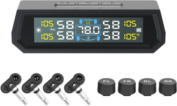 happyfun Tire pressure detector Solar tire pressure monitoring upgrade car ambient temperature detection function car tires Copper Digital Tire Pressure Gauge