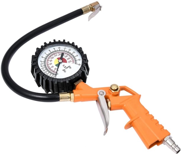 SHIND Tire Inflation Gun with Gauge Stainless Steel Analog Tire Pressure Gauge