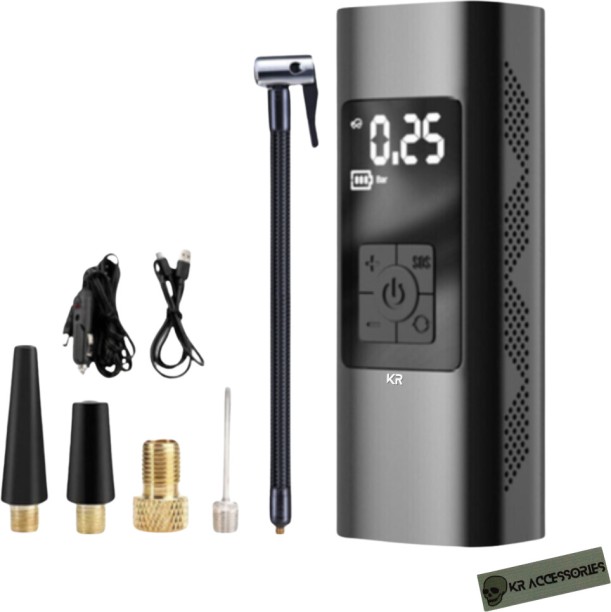 KR Accessories KR Automotive Wireless Air Compressor/ Power Bank (12V) Plastic Digital Tire Pressure Gauge