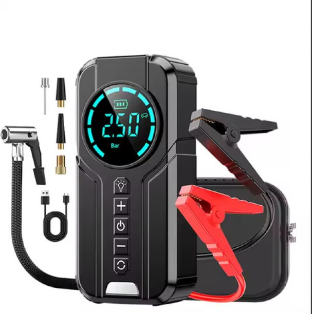 SA TRADE Portable 2-in-1 Car Tyre Inflator & Jump Starter - Digital Air Compressor Plastic Digital Tire Pressure Gauge