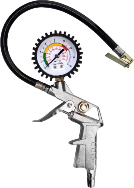 Pervoi Inflating Gun Stainless Steel Analog Tire Pressure Gauge