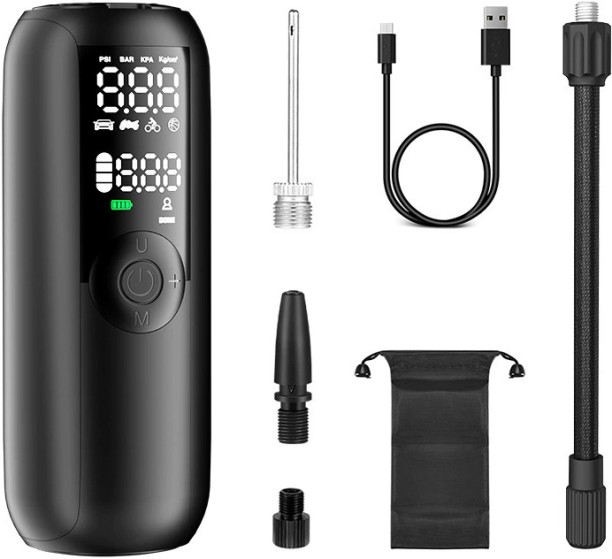 marevic Tire Inflator Portable Air Compressor, Electric Bike Tire Pump with Gauge PTFE (Non-stick) Smart Tyre Pressure Gauge