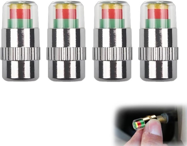 Happyfun Tire Pressure Monitoring Valve, 2026 Upgraded Car Tire Pressure Monitor Valve Stem Caps Steel Analog Tire Pressure Gauge