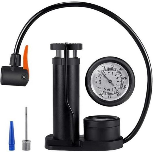 shoppeecart Pressure Mini Foot Pump Tire Inflator with Pressure Gauge Plastic, Aluminium Analog Tire Pressure Gauge
