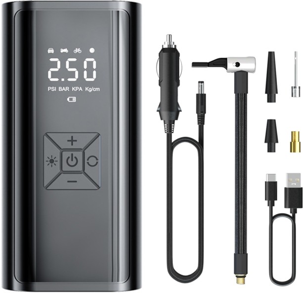 Blue Carbon Portable Air Compressor Cordless Digital Car Tyre Pump Plastic Digital Tire Pressure Gauge