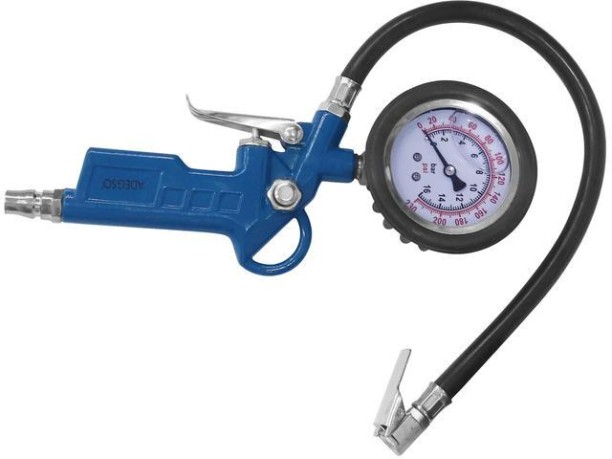 Adegso Heavy Duty Tyre Inflating Gun | Psi Gauge Version Steel Analog Tire Pressure Gauge