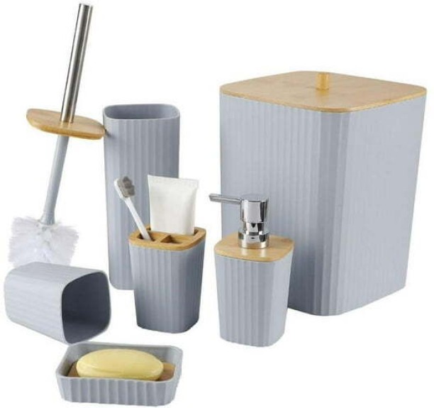 AD Stores 6-Piece Bathroom Accessories Set Garden Bloom Rim Block
