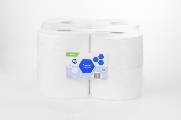 Barrel 1 Ply Centre-pull Toilet Paper Roll