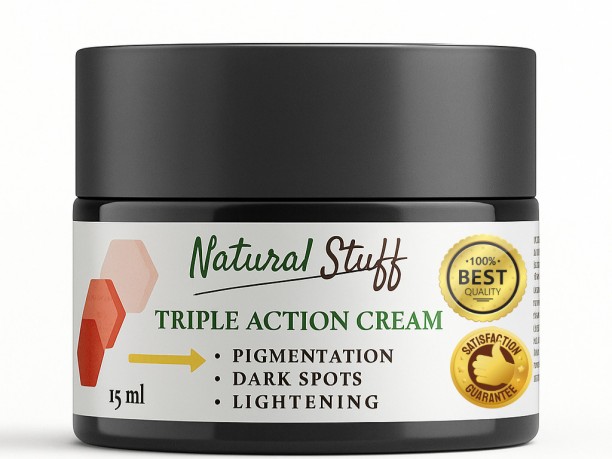Natural Stuff Triple Action Skin Brightening Cream - 3-in-1 Formula (15ml) for Men & Women
