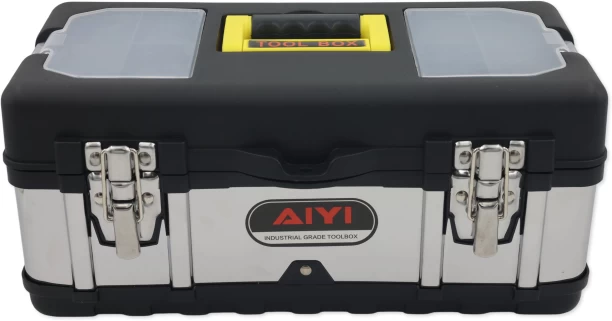 AIYI AY162-004 19 Inch Silver and Black Tool Box with Tray