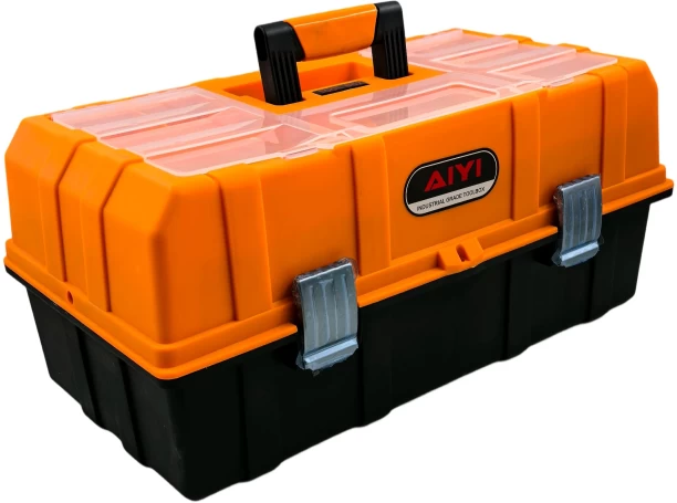 AIYI Heavy-Duty Toolbox with Dual Lift-Out Trays AY162-006 Tool Box with Tray