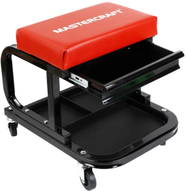 Mastercraft Rolling Garage Stool with Drawer Tool Box with Tray