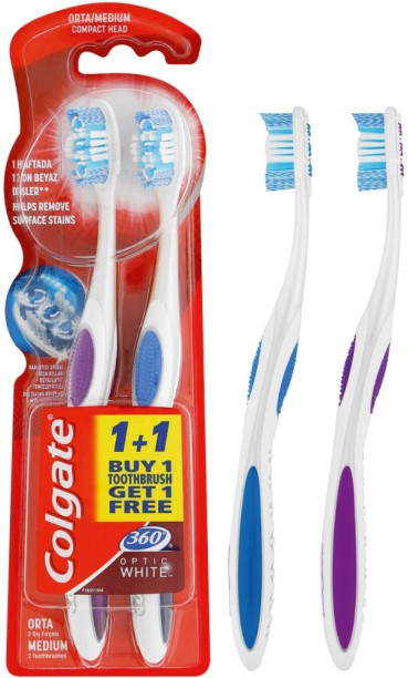 Colgate 360 Optic White Luminous Medium Toothbrush