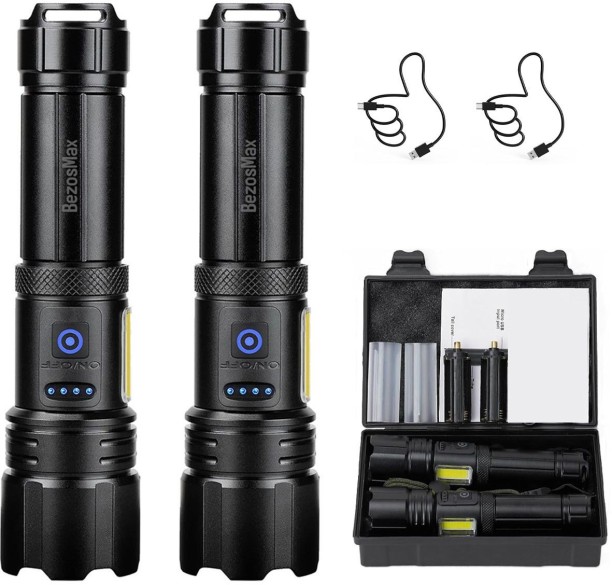 BezosMax Rechargeable Torch, 10000 Lumens Super Bright Torches, 5000 mAh Long Lasting, 7 Modes, IPX6 Waterproof, Powerful Handheld Flashlight for Camping Power Cuts Emergency Torch