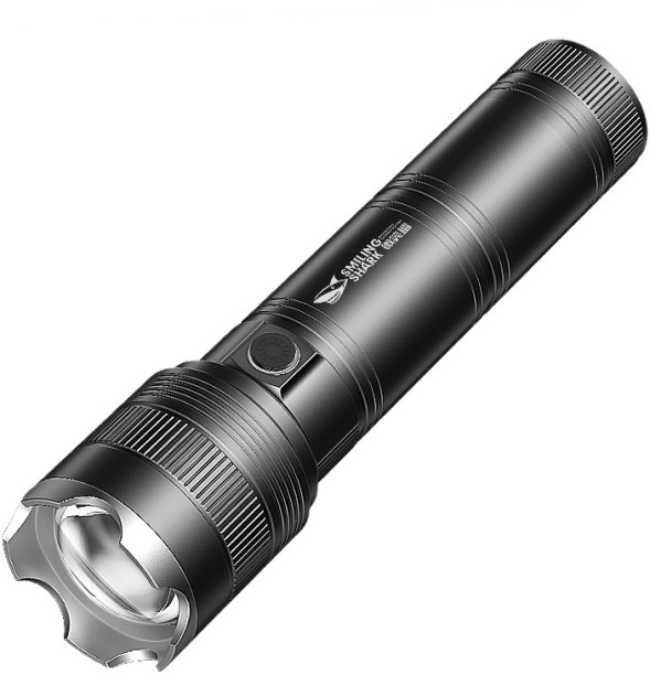 Smiling shark 8400 Lumens LED Torch sd0523 Type-C Rechargeable Flashlight Torch Lighting 6 Models Zoomable Waterproof Long last With Power Bank Function Torch