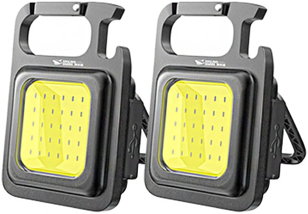 Smiling Shark 2 Pack 003 Rechargeable Magnetic Keychain Flashlight COB Torch light 4 Modes with Bracket Bottle Opener Torch