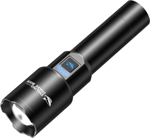smiling shark 6000 Lumens Torch Rechargeable Flashlight Super Bright-Powerbank Function Led Flashlight Type-C Usb Rechargeable Torches Rechargeable Torch