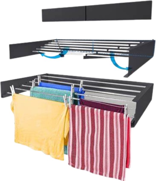 Bodie Universal - Concealed Drying Rack - Black Stainless Steel Bar Towel Holder