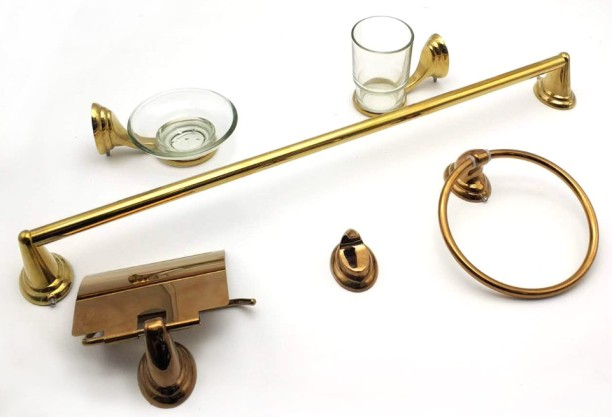 Kessler Bathroom Accessory Set 6-Piece Gold Stainless Steel Bar Towel Holder