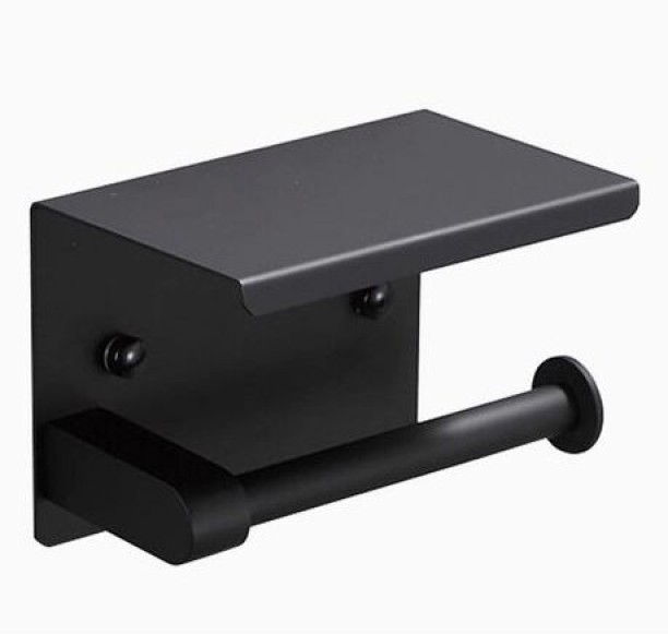 WINWAY Heavy Weight Stainless steel Toilet Paper Holder-Matt Black Steel Knobs Towel Holder