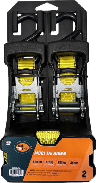 Mobi-Jack Ratchet Strap 25mm X 3M Max load 220kg Polypropylene Towing Cable