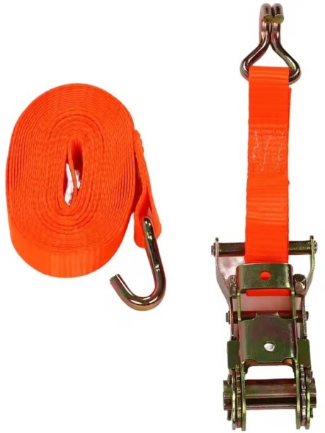 Premium Tie Down Strap with 3307lb Capacity, Tear Resistant with Double J Hook for Truck and Trailer Fiber Towing Cable