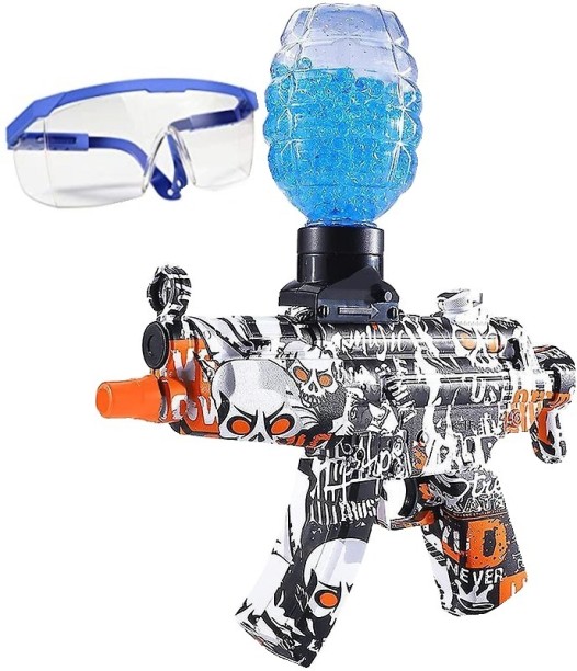 Umlozi Rechargeable Electric Gel Ball Blaster, Protective Eyewear & 8000 Gel Balls - Orange Guns & Darts