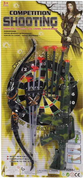General Merchandise Gun Rifle Suction Dart Archery Set 9 Piece Bows & Arrows