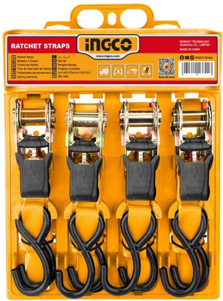 INGCO Ratchet straps 650kg 25mm x 6M 2D Shackle