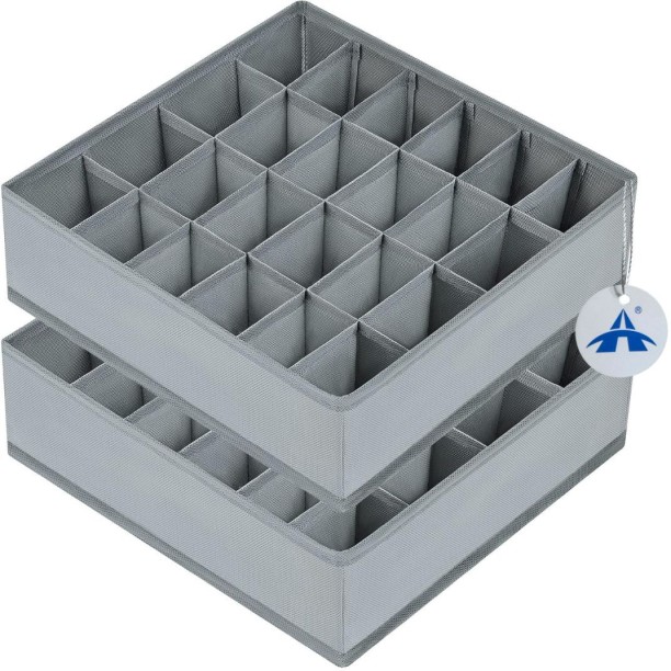 ALANES 2 Packs Sock Drawer Organizer Divider Underwear Organizer - Gray Travel Organizer
